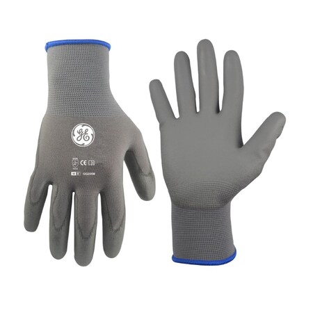 Ge Coated Gloves, Polyurethane, Gray, M 24 PK GG205M